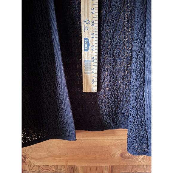 J. Jill Open front crochet weeve black cotton blend S cardigan gothic - Picture 10 of 10